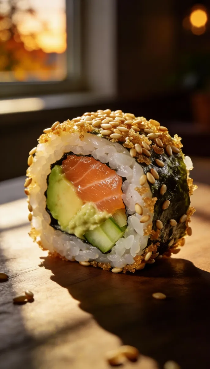 Detalle de plato de sushi